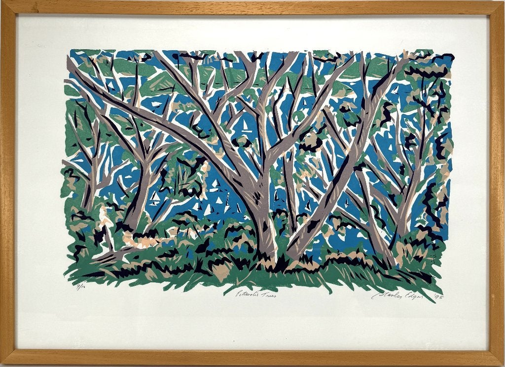 1374. Zeefdruk, Stanley Edgar - "Pittwater Trees", 1995, Ophalen