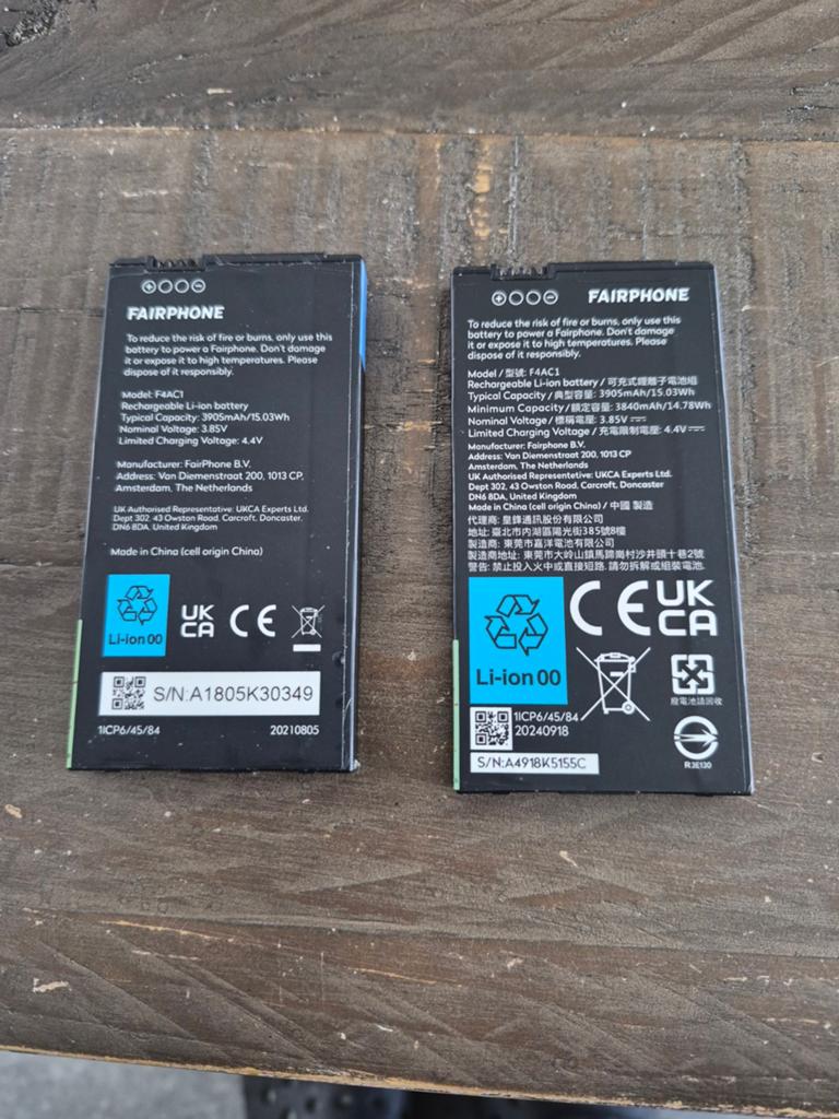 2x Fairphone 4 batterij, Ophalen of Verzenden, Gebruikt, Overige merken, Verhoogde capaciteit