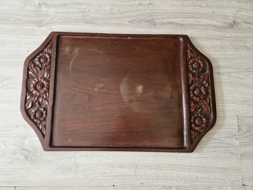 Antiek houten dienblad, Gebruikt, Afgeronde hoeken, Serveerplank, Ophalen of Verzenden