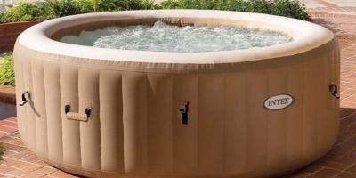 Intex Jacuzzi PureSpa bubble 4- persoons, opblaasbaar, Tuin en Terras, Ophalen, Gebruikt, Afdekzeil, Opblaasbaar