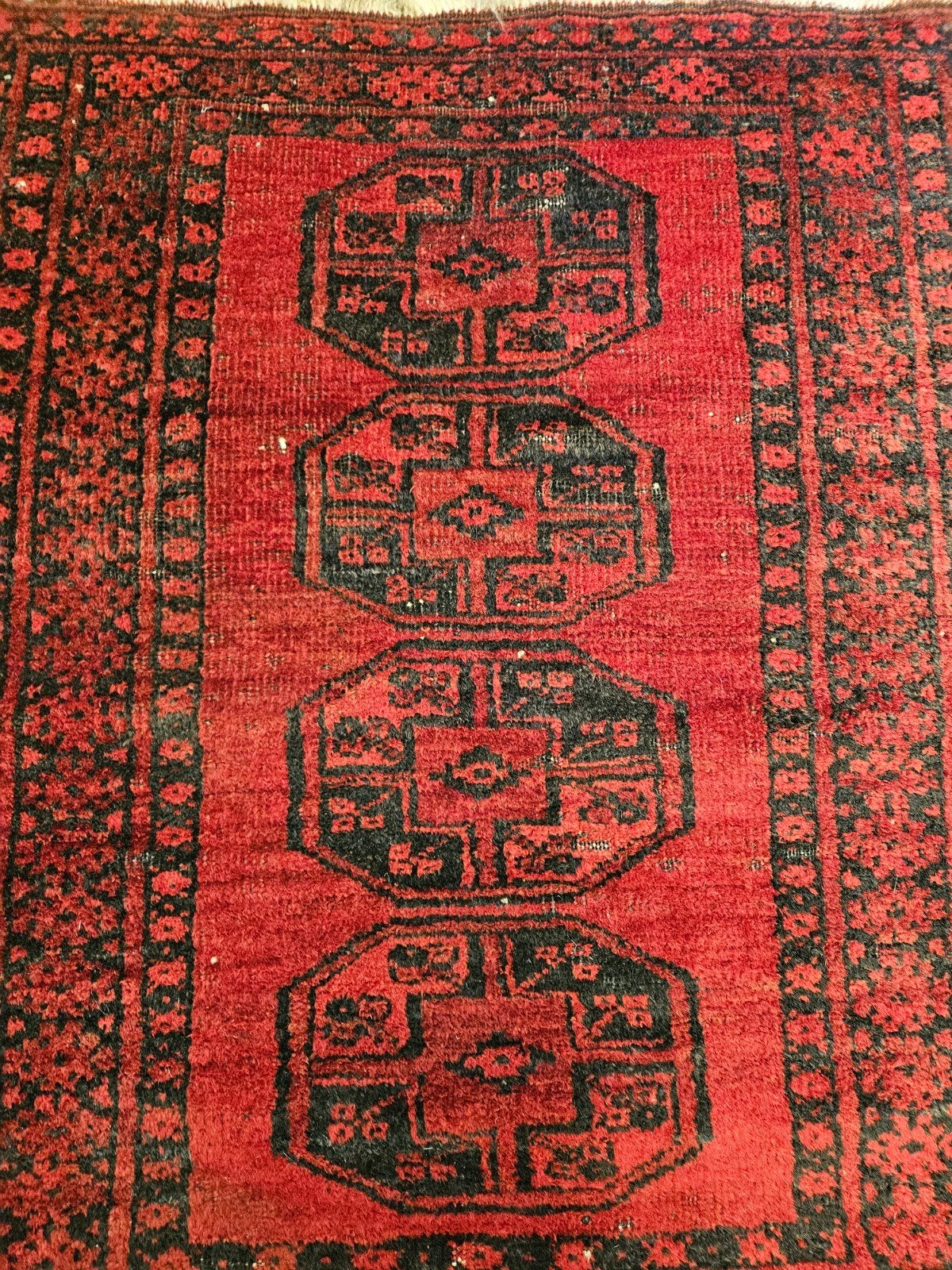 Vintage handgeknoopt perzisch tapijt bochara 120x96, Info@SlatsAntiek.nl, Tweedehands, 100 tot 150 cm, Rood