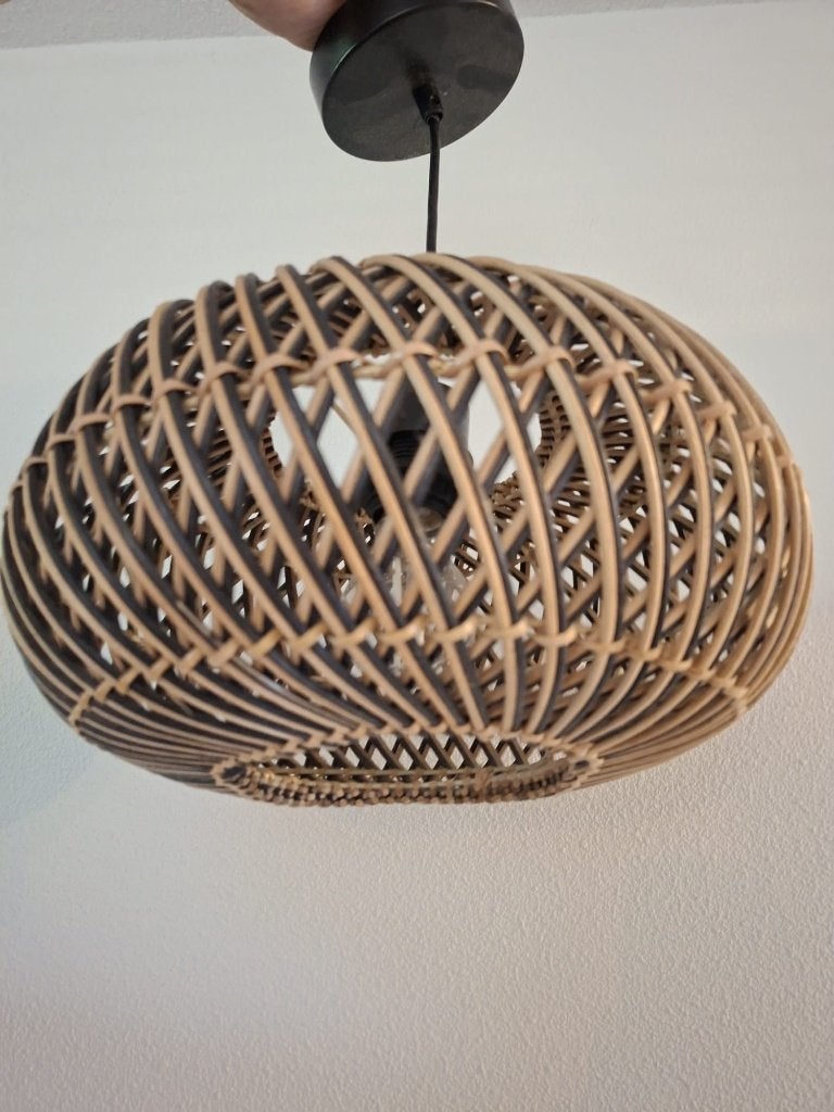 Hanglamp, Natuurlijk materiaal, Zo goed als nieuw, Fijn huiselijk, E27 (groot)