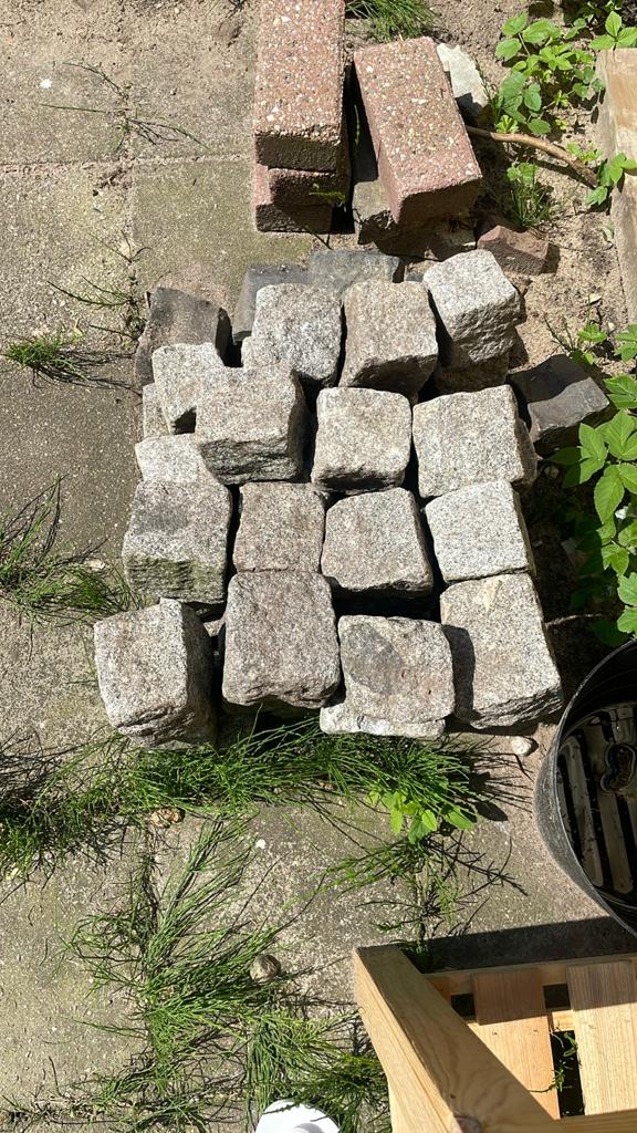 Vierkante stenen 10x10 cm, circa 50 stuks, Ophalen, Gebruikt, Klinkers, Natuursteen