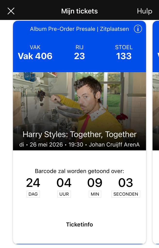 Kaartjes Harry Styles, 26 mei. Bieden per stuk!!, Tickets en Kaartjes, Drie personen of meer, Mei