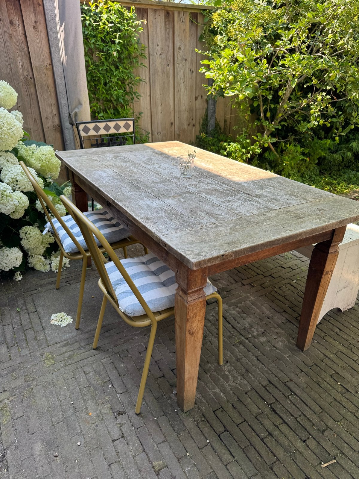 Robuuste teakhouten tuintafel - Perfect voor buiten!, Ophalen, Gebruikt, Rechthoekig, Hout