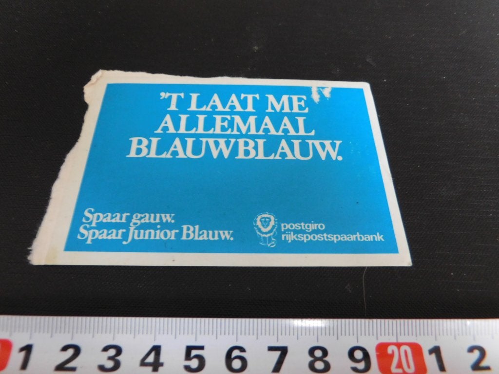 sticker postgiro rps 't laat me allemaal blauwblauw, Ophalen, Zo goed als nieuw