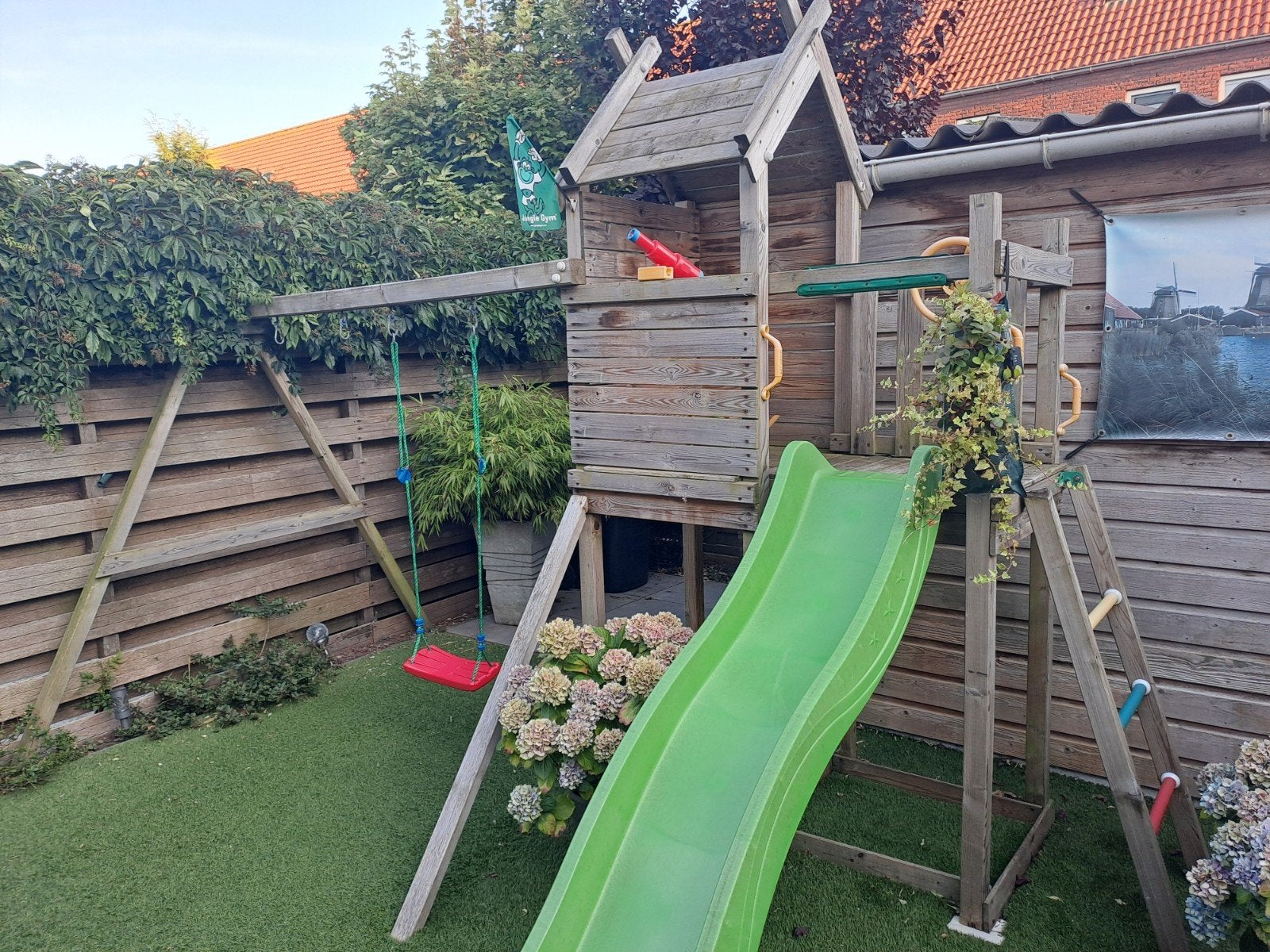 Jungle gym speeltoestel schommel, glijbaan, speelhuis, Ophalen, Gebruikt, Schommel