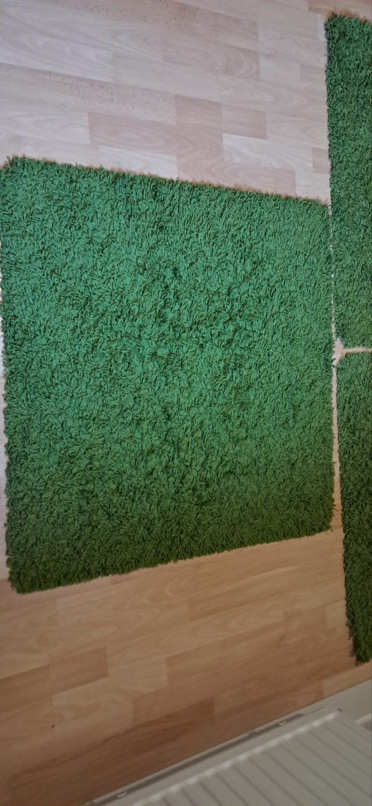 3x IKEA Hampen Vloerkleed Groen 80x80 cm, 50 tot 100 cm, Modern, Shaggy, Vierkant, Zo goed als nieuw