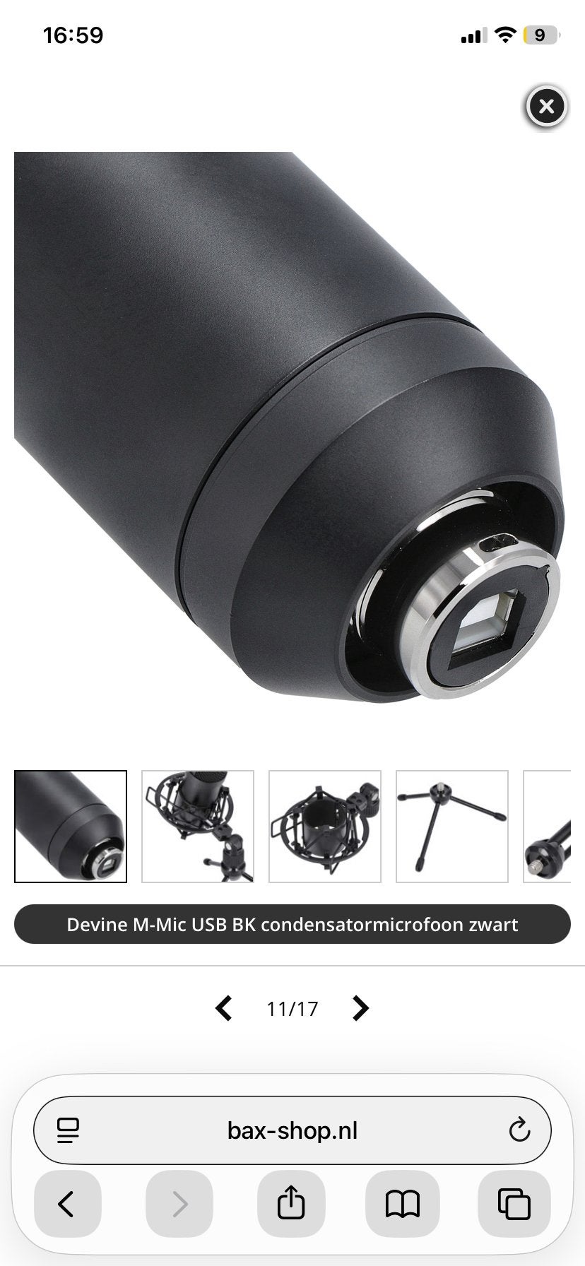Devine M-Mic USB BK condensatormicrofoon zwart, Ophalen of Verzenden, Gebruikt, Studiomicrofoon