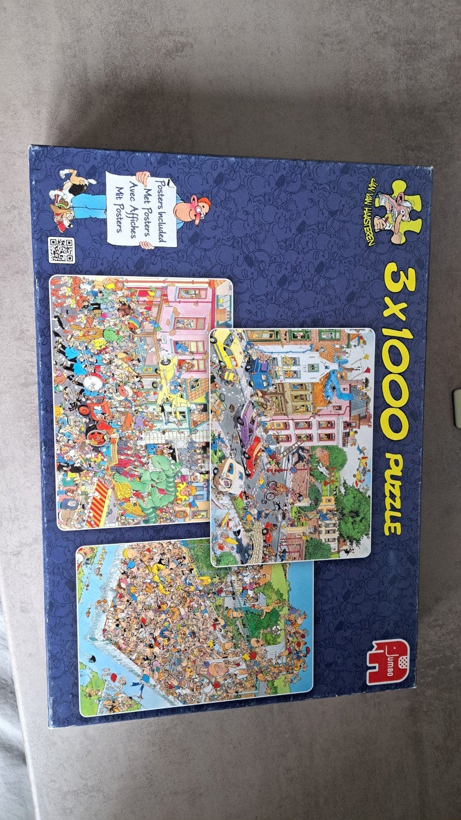 Jan van Haasteren 3x1000 puzzel:Carnival, Friday the 13th, F, Ophalen of Verzenden, 500 t/m 1500 stukjes, Gebruikt, Legpuzzel
