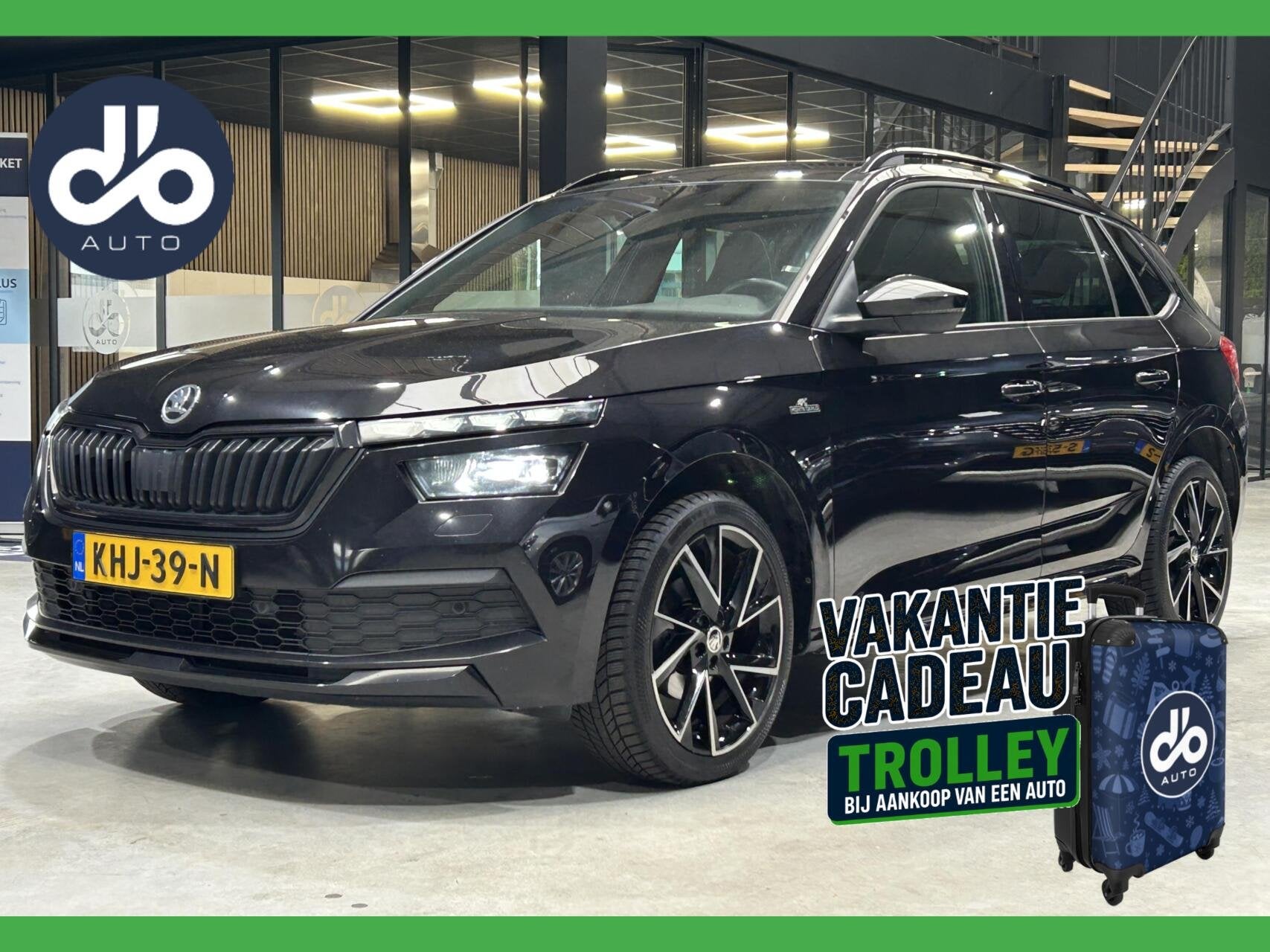 Skoda Kamiq 1.0 TSI 110pk DSG AUTOM. Monte Carlo GLAZEN DAK, Stof, Gebruikt, Zwart, 1156 kg