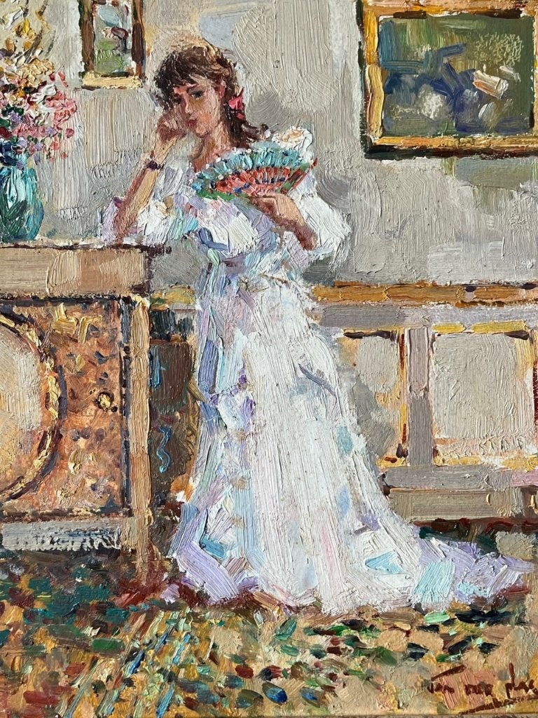 Niek van der Plas, dame in avondjurk, Ophalen