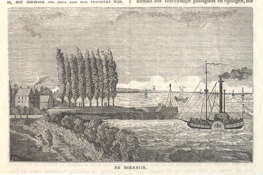 de Moerdijk - houtgravure, Ophalen of Verzenden, Stadsgezicht, Gravure, 1800 - 1899