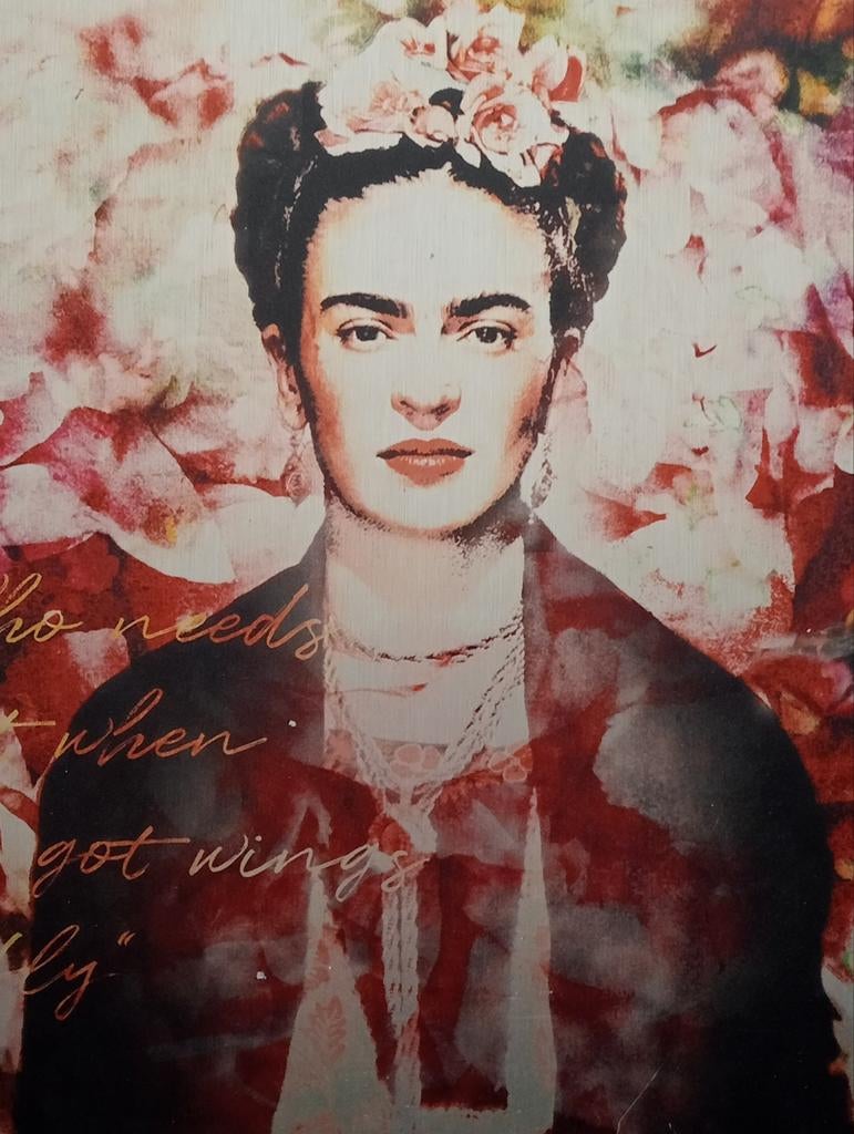 Frida Kahlo print op metaal, Minder dan 50 cm, ., Ophalen of Verzenden, .