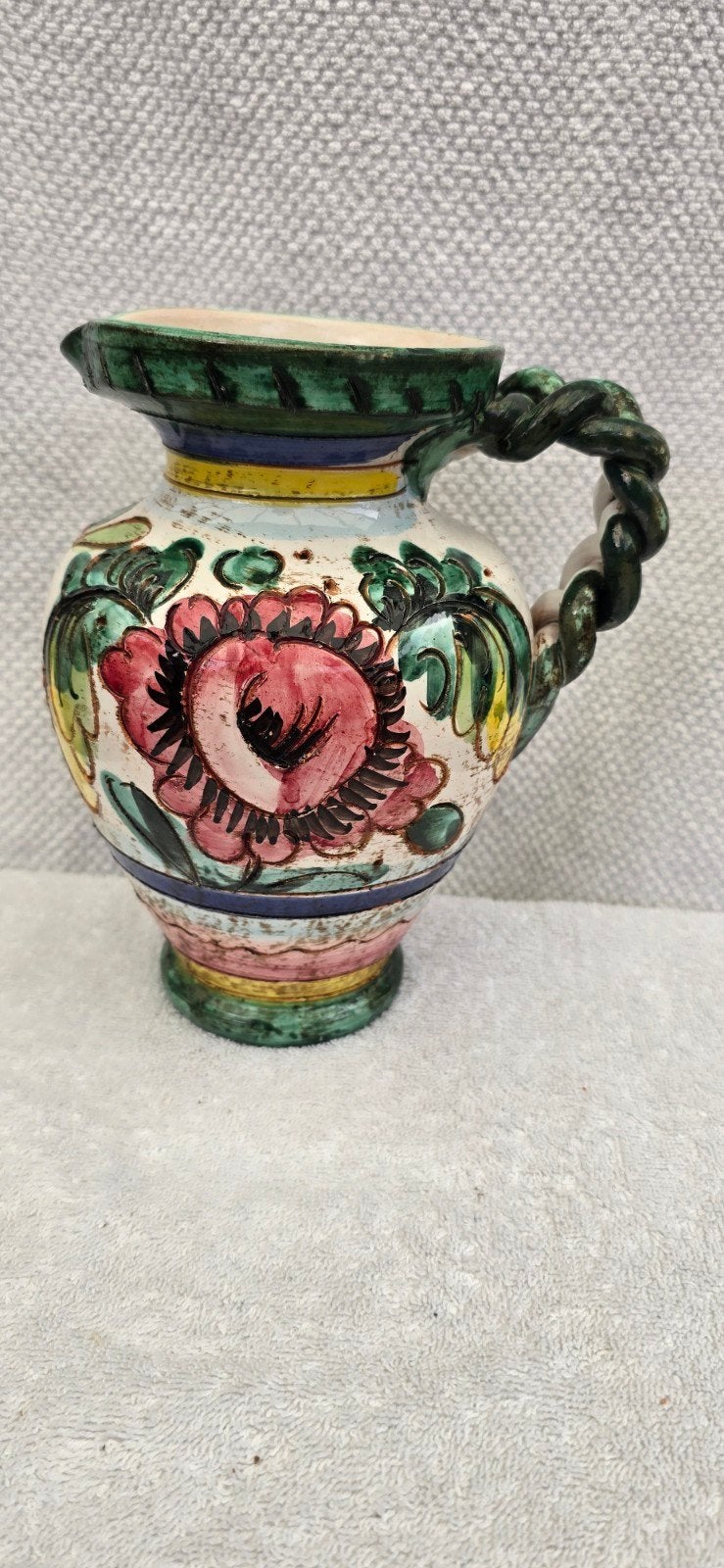 Vintage Deruta Italia Keramiek Kruikje met Bloemen, Ophalen of Verzenden