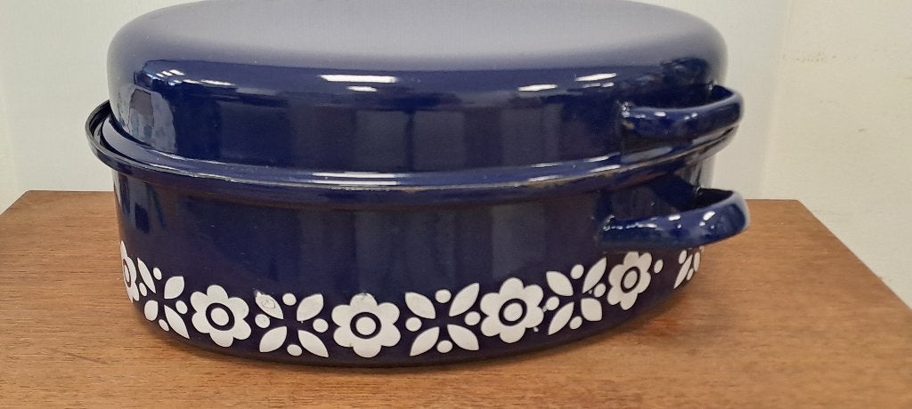 flinke braadslee Donkerblauw met wit, Ophalen of Verzenden, Metaal, Meerkleurig, Overige typen