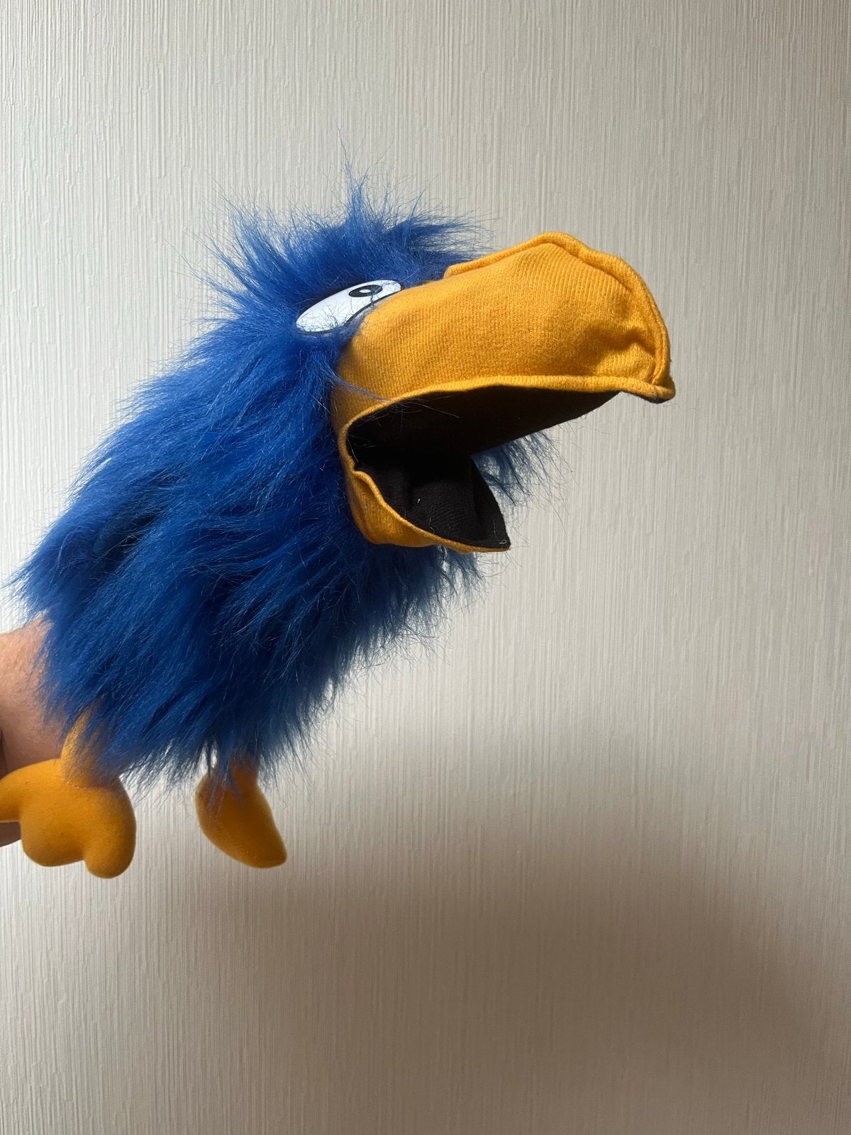 Leuke blauwe vogel handpop - Perfect voor verhalen!, Ophalen of Verzenden, Zo goed als nieuw, Overige typen