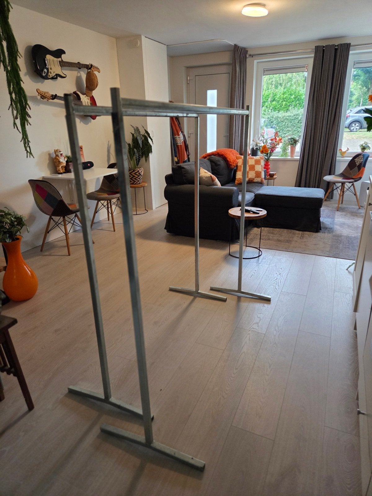 2 x Kledingrek / Garderoberek - Zilverkleurig Metaal, Kleding | Dames, Kledingrekken, Ophalen, Gebruikt