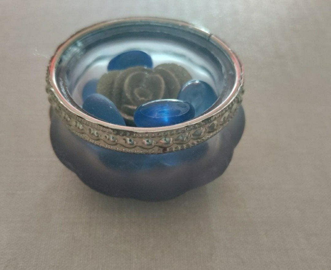 Magav ROOS,geglazuurd,Blauw,Glaskristalen,blauwe stenen, Ophalen, Nieuw