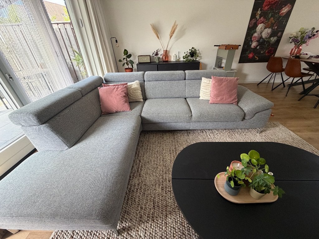 Grijze hoekbank Montel, Ophalen, 250 tot 300 cm, Gebruikt, Hoekbank