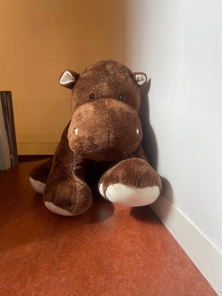 Grote nijlpaard knuffel 100 cm bruin, Overige merken, Overige typen, Ophalen of Verzenden, Zo goed als nieuw