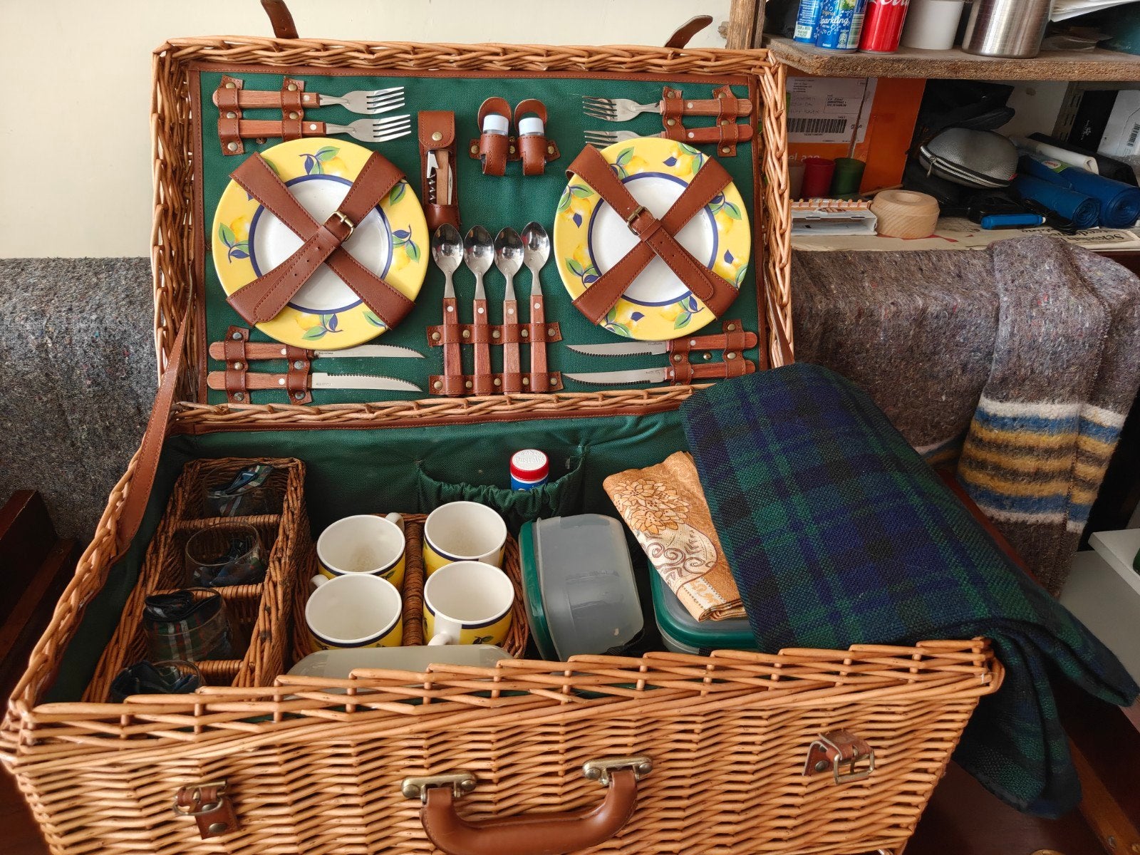 Picknickmand voor 4 personen met kleed, Ophalen