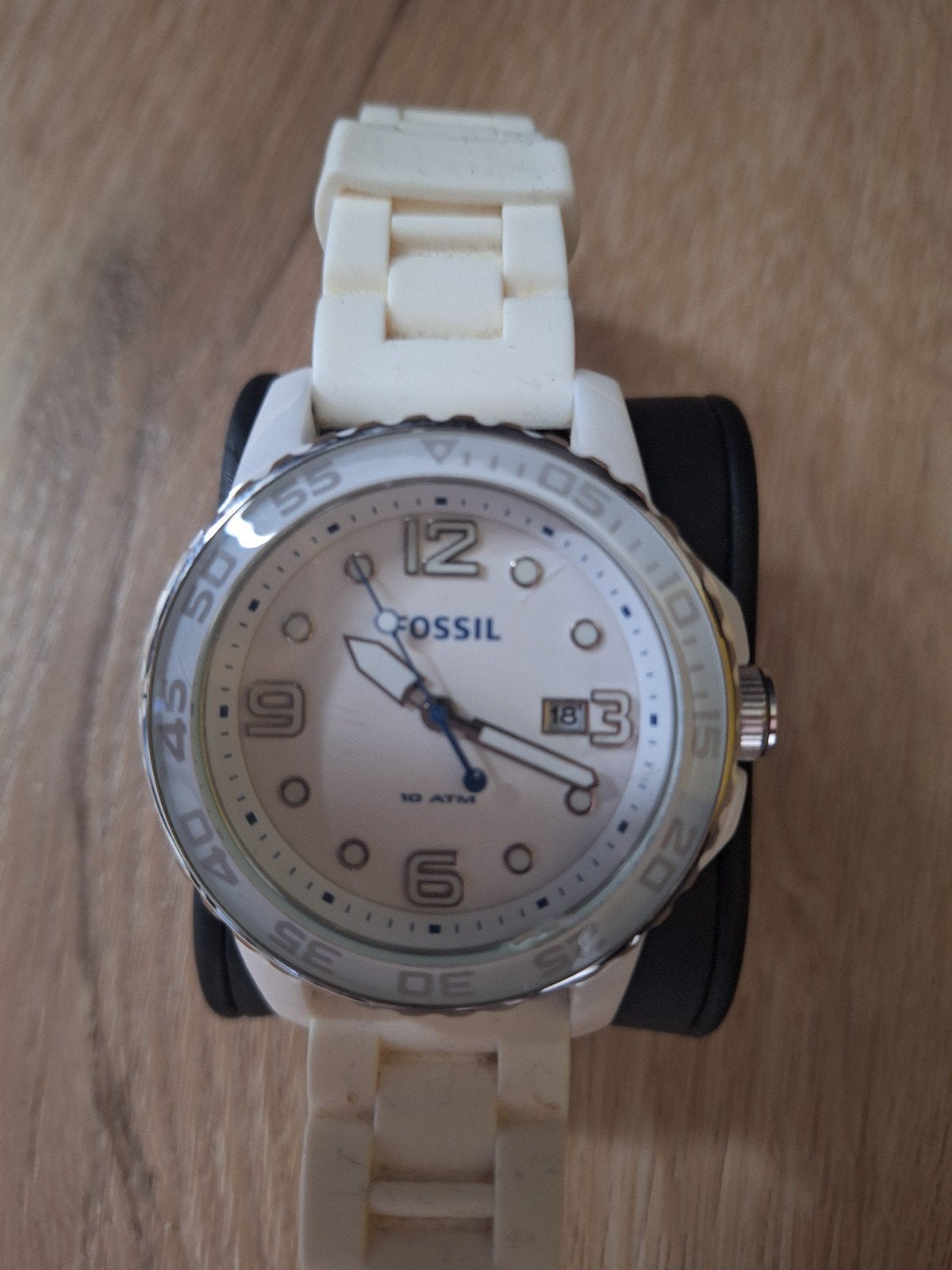 Fossil horloge - Wit met stalen achterkant, Gebruikt, Staal, Fossil, Polshorloge