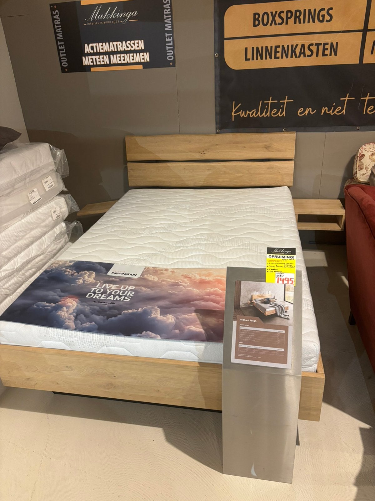 NIEUW Ledikant Rough compleet incl. matras, Huis en Inrichting, Nieuw, Scandinavisch, Twijfelaar, Hout