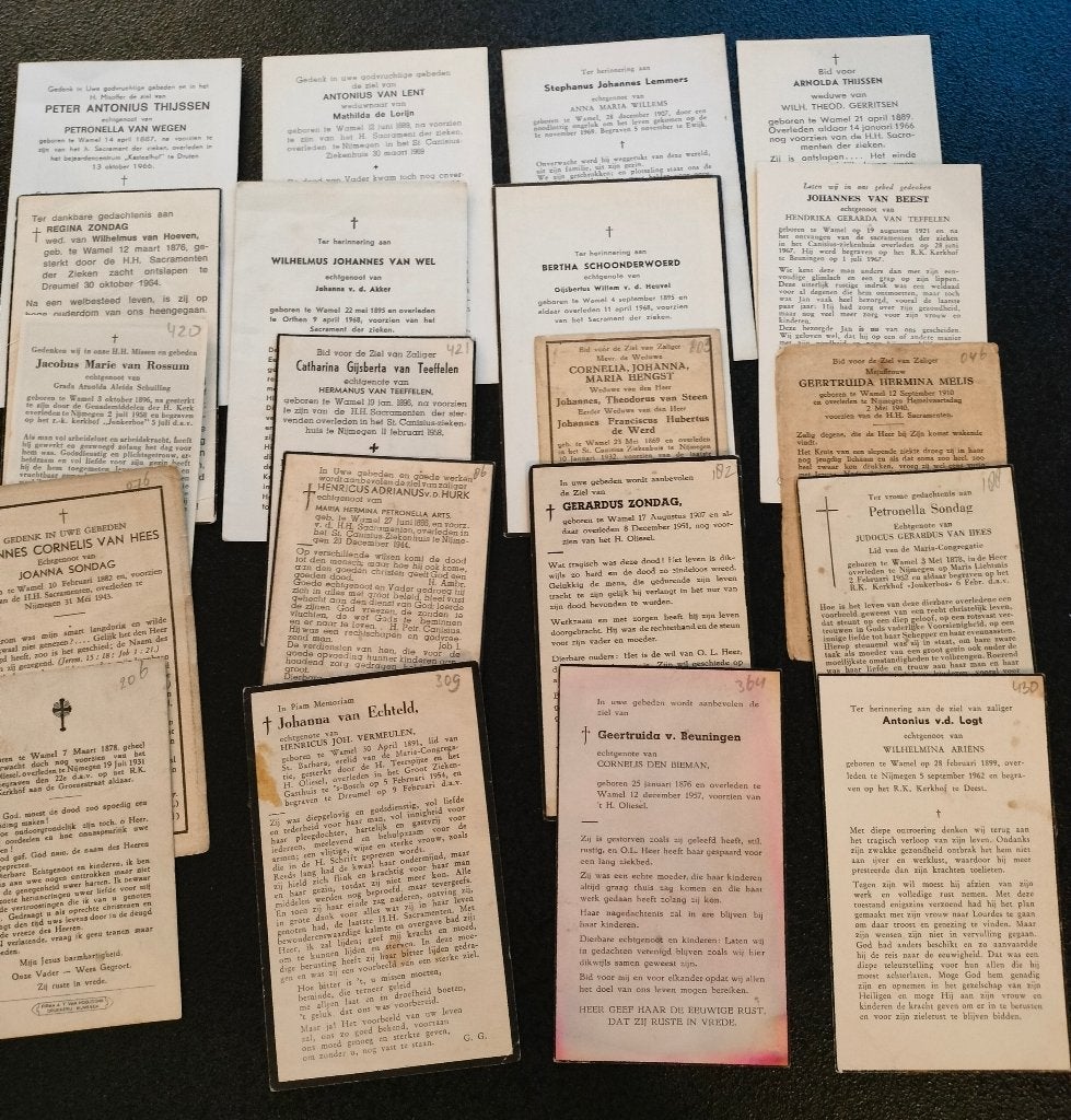 29 oude bidprentjes Geboren Wamel (Gld), Ophalen of Verzenden, Bidprentje