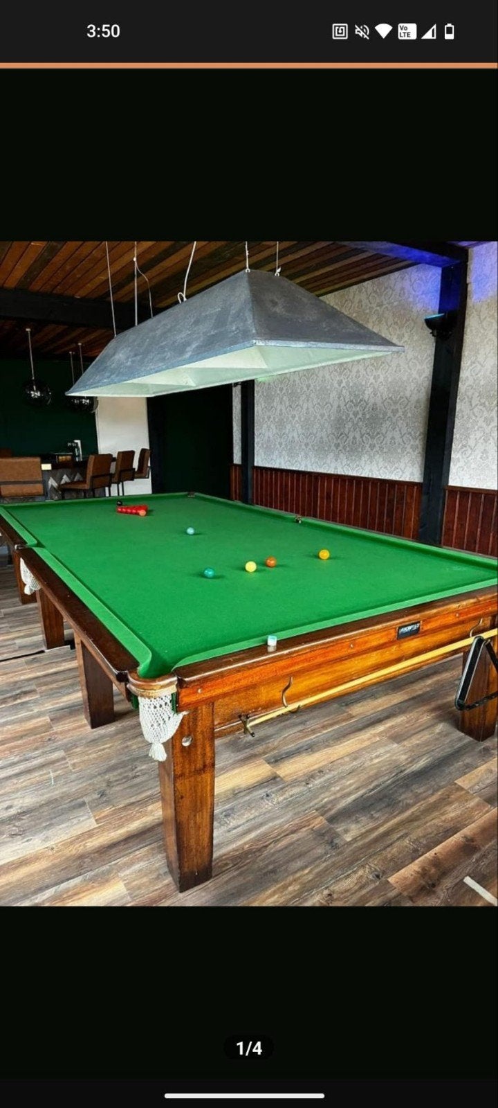 Antieke J. Ashcroft & Co Snookertafel - Eiken/Walnoot, Ophalen, Zo goed als nieuw