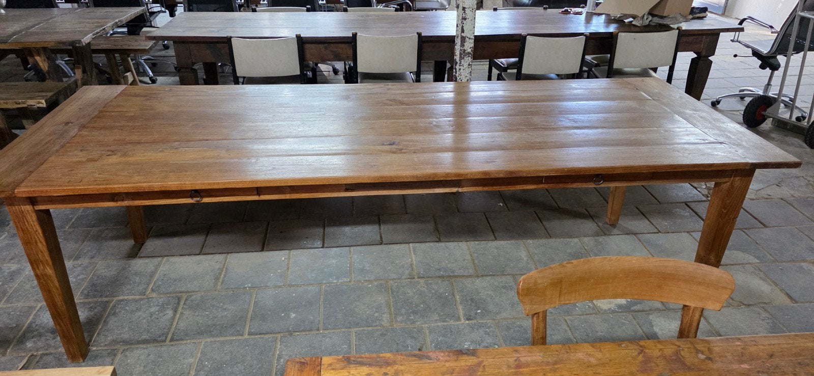 boerentafel 275 cm mooi geleefd karaktervol blad, Gebruikt, 200 cm of meer, Rechthoekig, 50 tot 100 cm