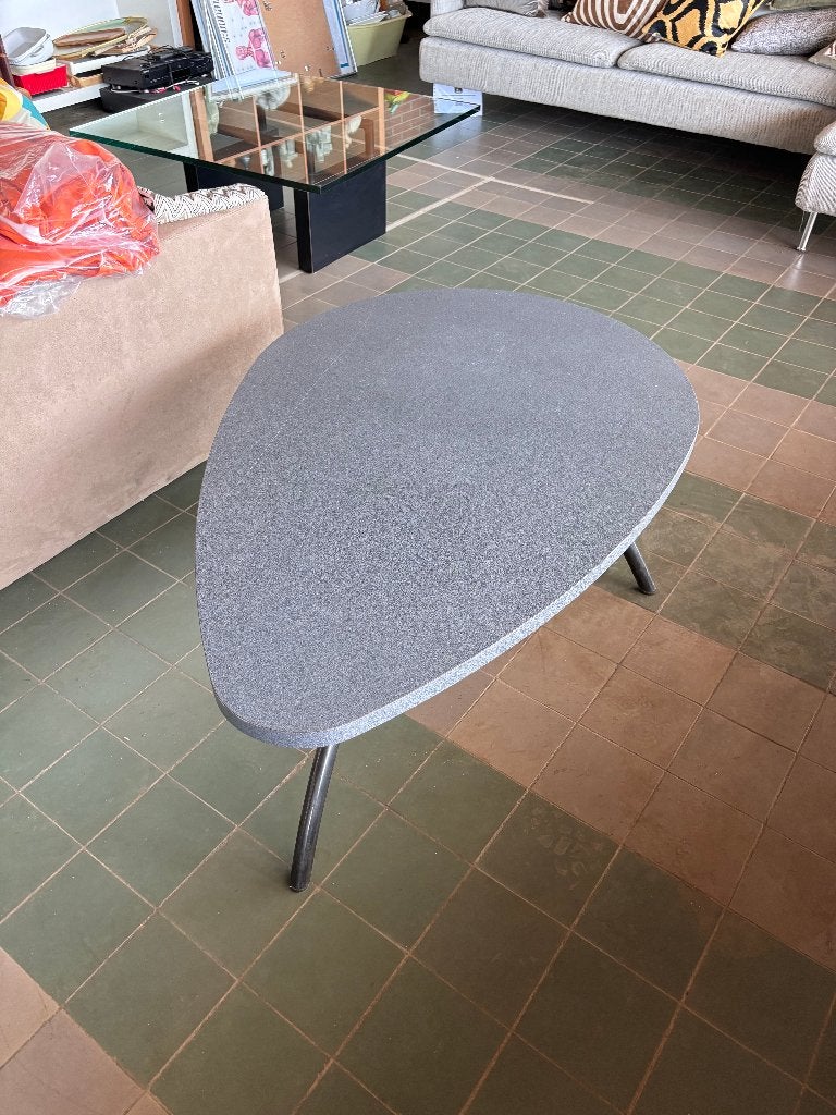 Ovale salontafel grijs modern organisch metaal  CS27165, Ophalen, Gebruikt, 50 tot 100 cm, 100 tot 150 cm