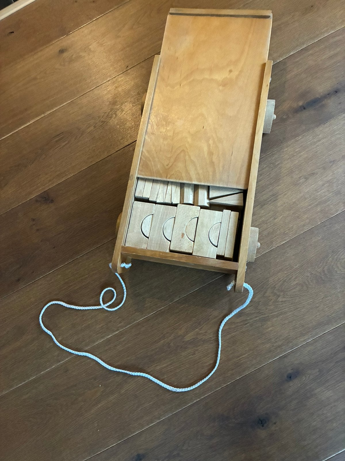 Vintage houten blokkenwagen incl. blokken, Ophalen, Gebruikt