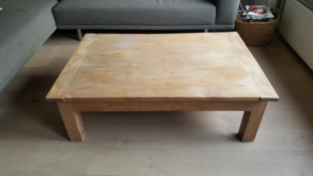 mooie hard teakhout salontafel 1.18 x 82 x 39 cm hg, Huis en Inrichting, Tafels | Salontafels, Ophalen, Gebruikt, 100 tot 150 cm