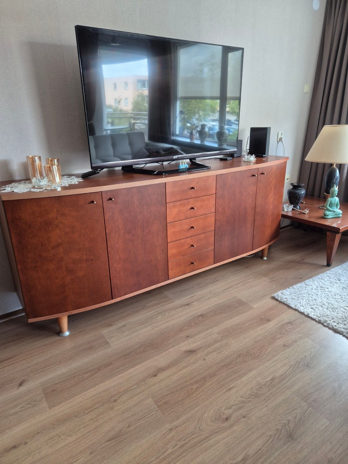 Vintage dressoir met lades en deuren, Ophalen, Vintage, Retro, Zo goed als nieuw, 200 cm of meer