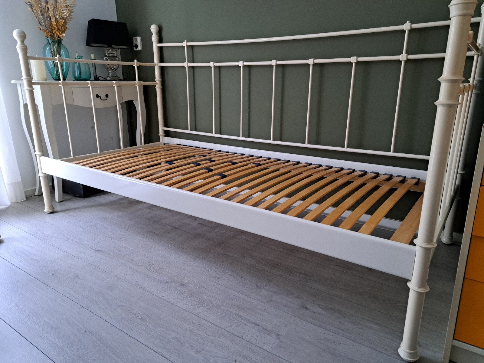 Ikea metalen bed, Huis en Inrichting, Slaapkamer | Bedden, Ophalen, Gebruikt, 90 cm, Eenpersoons