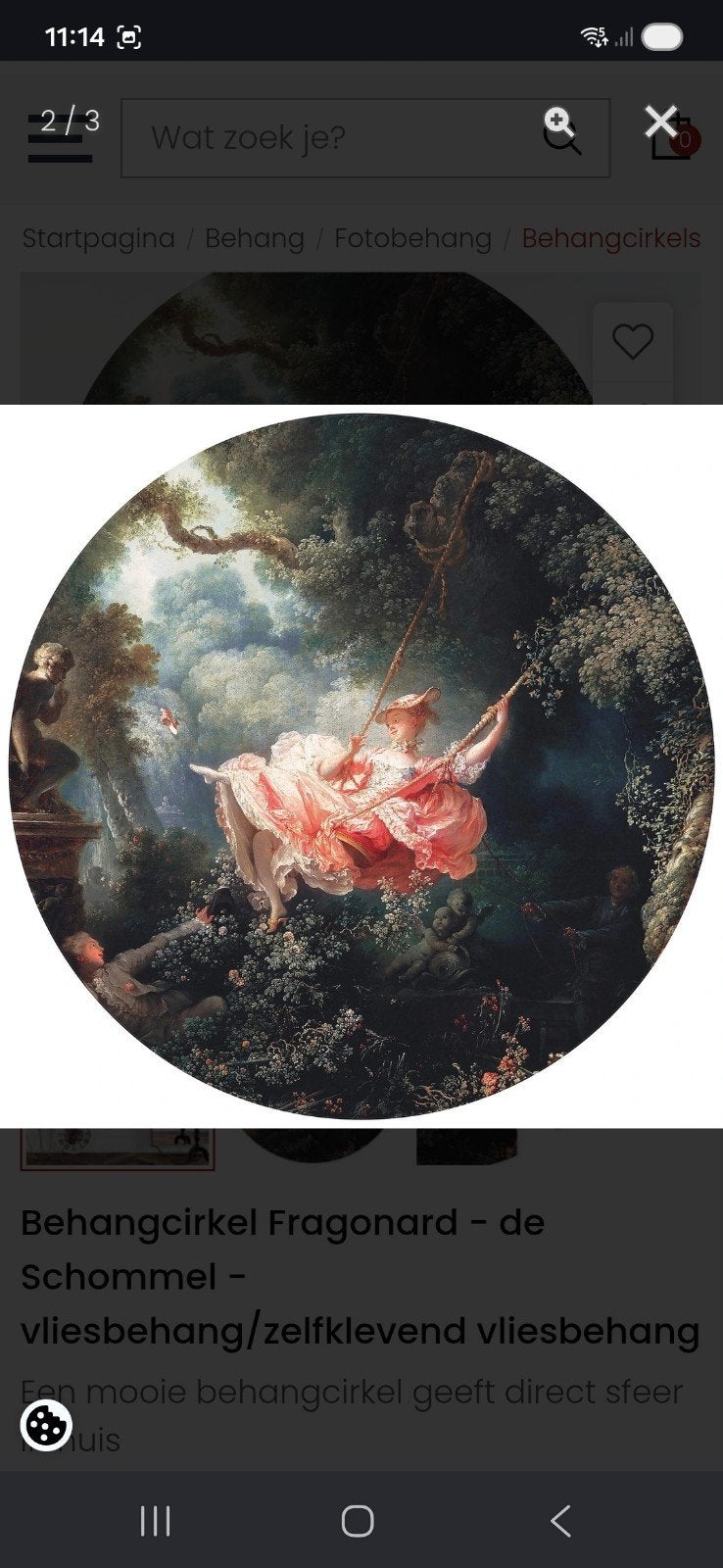 Nieuw! Behangcirkel Fragonard - De Schommel - 140 cm, Overige merken, Ophalen of Verzenden, Vliesbehang, Minder dan 5 m²