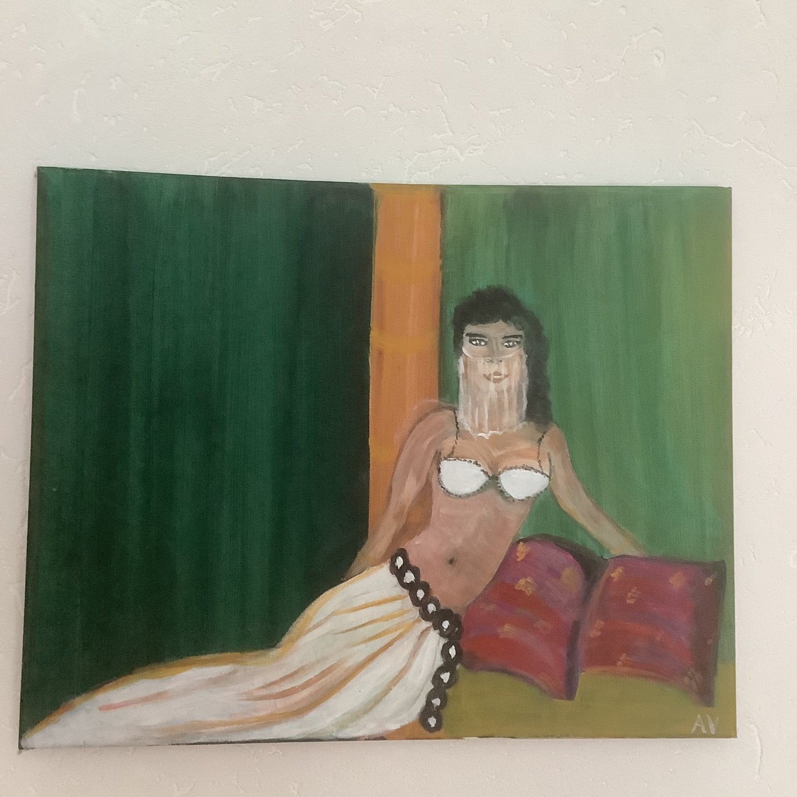 Acrylschilderij Oosters meisje., Antiek en Kunst, Ophalen of Verzenden