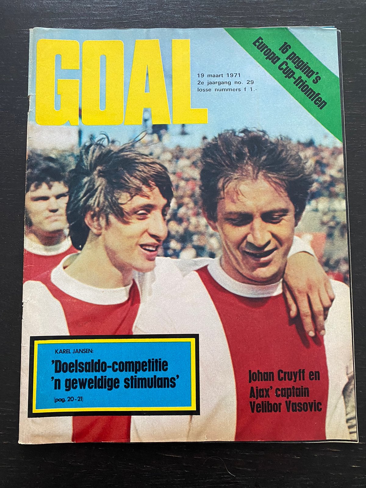 Voetbalweekblad GOAL (1971) – Ajax Europa Cup I Glorietijd!, Ophalen of Verzenden, Zo goed als nieuw, Ajax, Boek of Tijdschrift