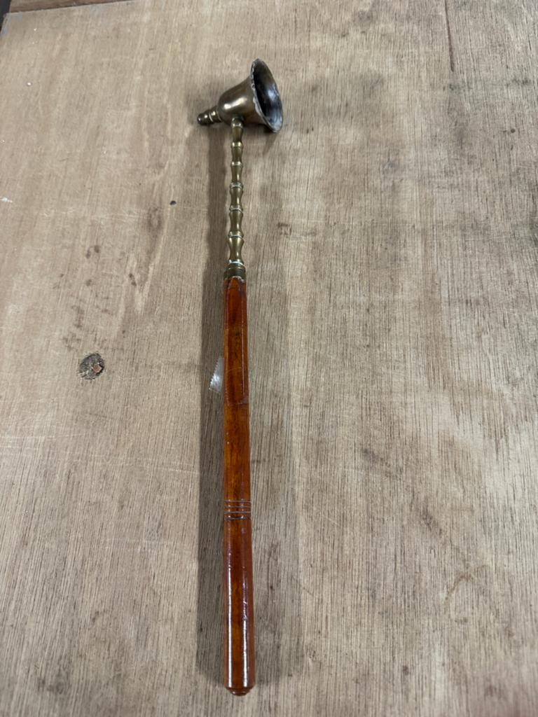 Vintage Kaarsendover met Houten Handvat en Messing, Ophalen of Verzenden