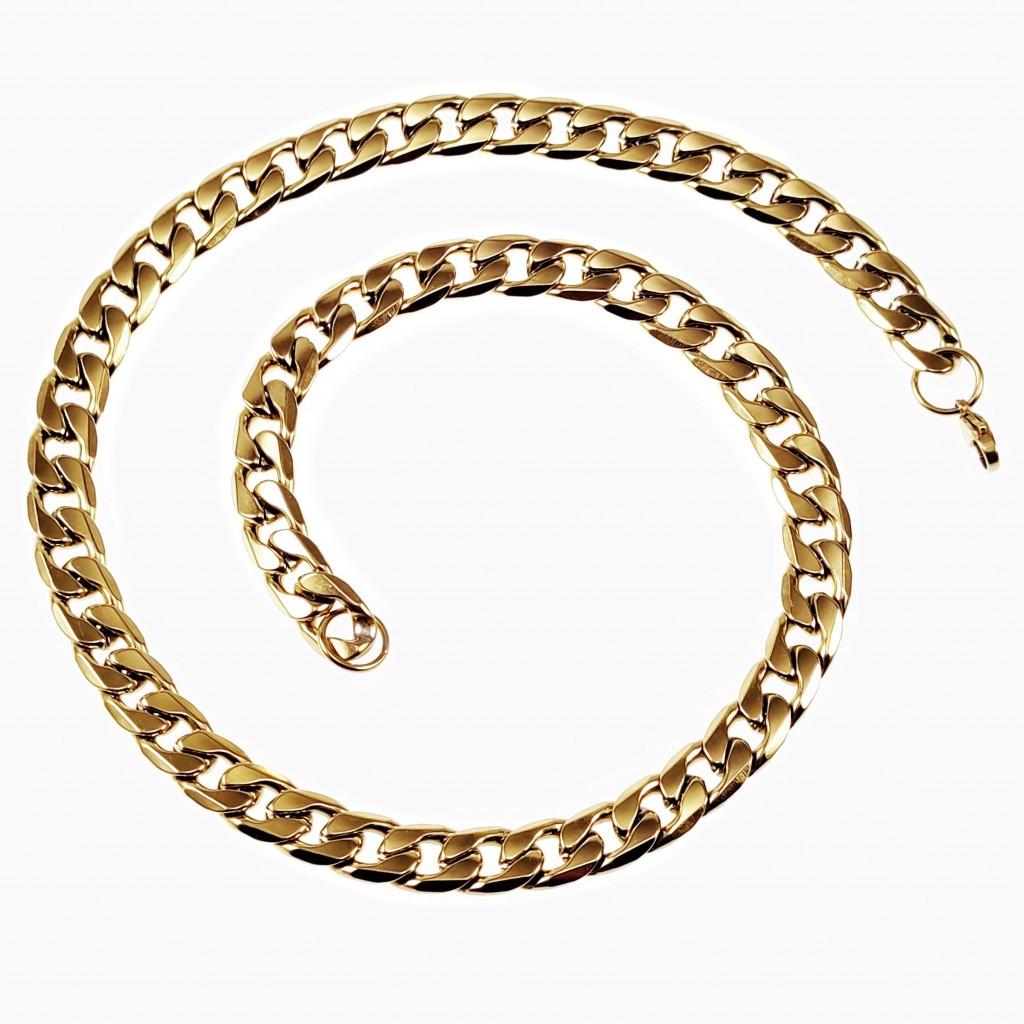60cm x11mm Cubaanse Schakel Ketting Heren Stalen Goudkleur, Overige materialen, Birgitta-Gracht 33, 6465 EL Kerkrade, Nederland