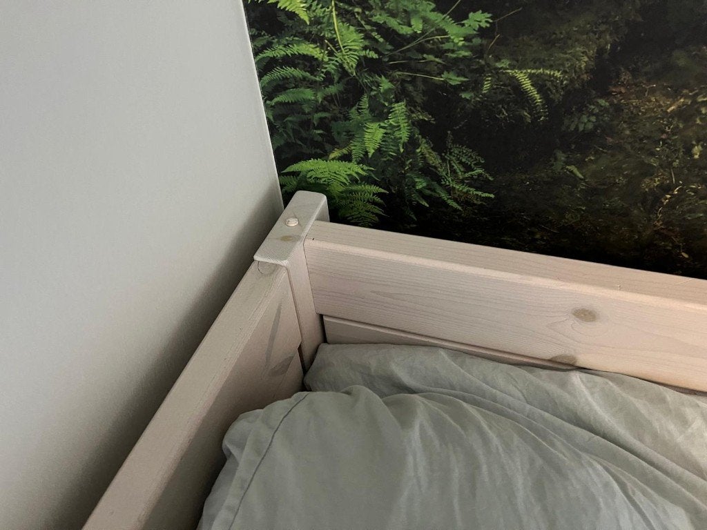 Lifetime kinderbed, 90x200, whitewash, Ophalen, 85 tot 100 cm, Gebruikt, Lattenbodem