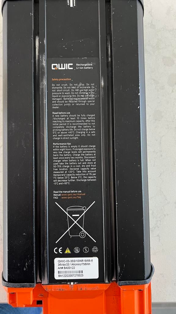 QWIC Fietsaccu 756 Wh - gebruikt, Ophalen of Verzenden, Gebruikt