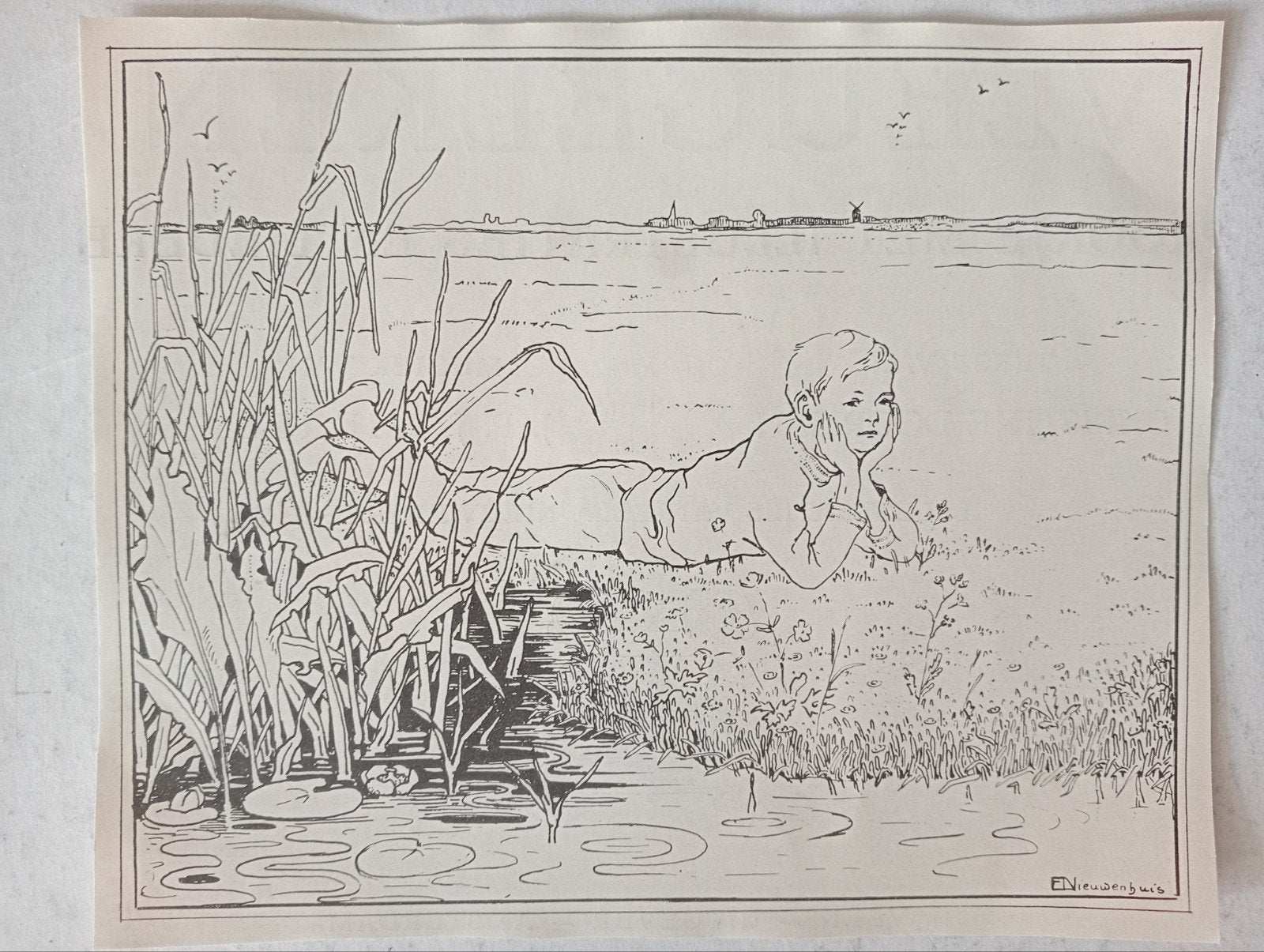 Ella Nieuwenhuis grafische prent jaren 1910-30, Antiek en Kunst, Ophalen of Verzenden