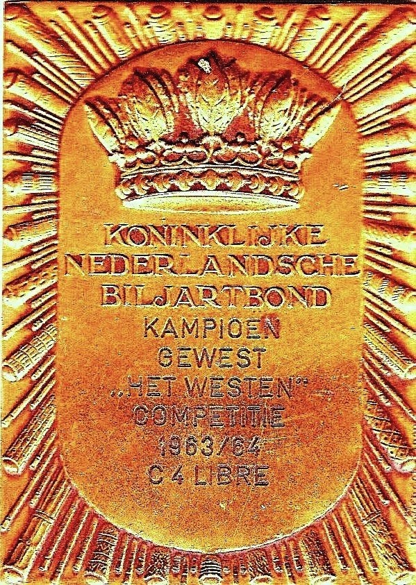 KONINKLIJKE NEDERLANDSCHE BILJARTBOND KAMPIOEN ,,HET WESTEN", Ophalen of Verzenden, Overige materialen