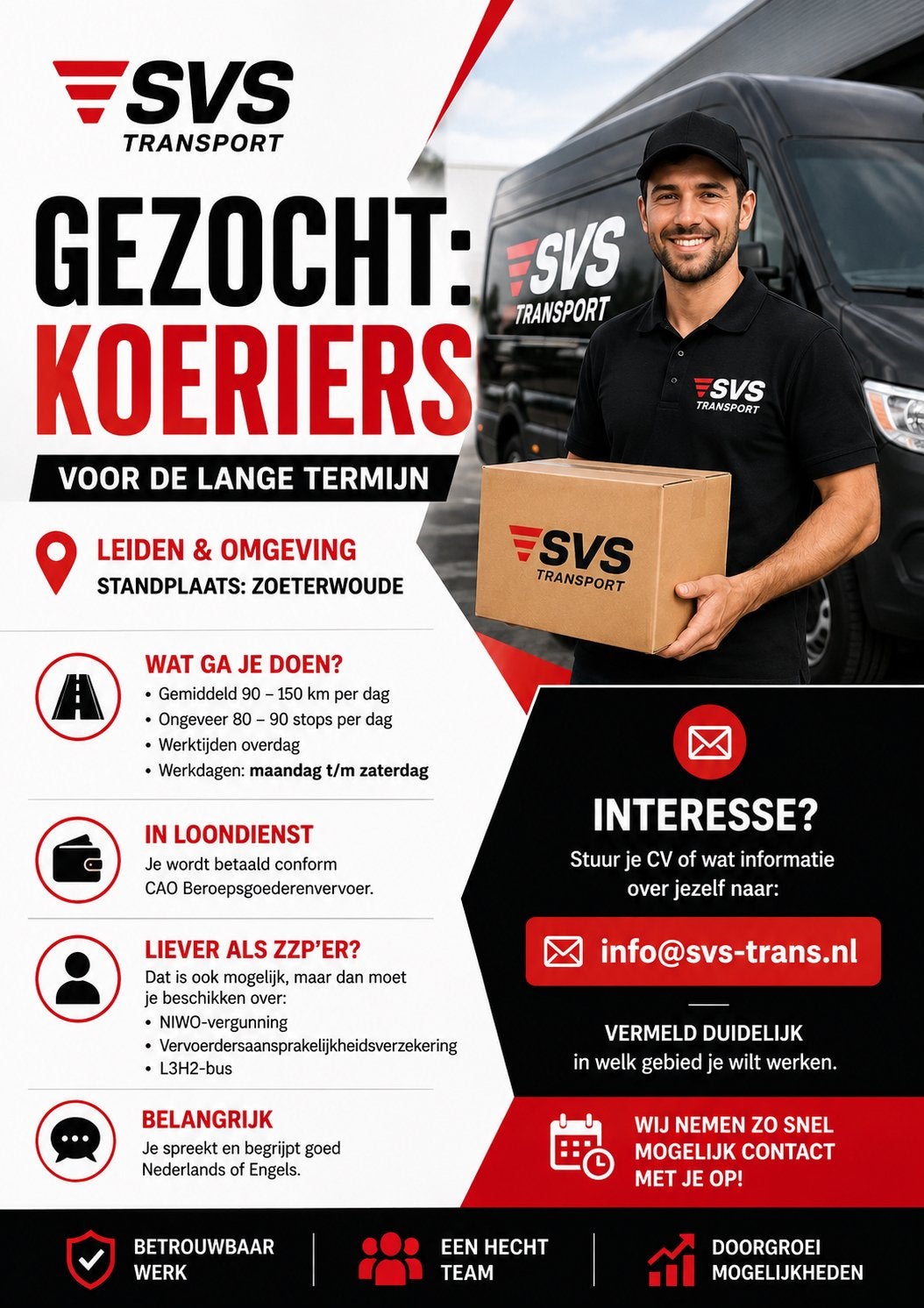 GEZOCHT: KOERIERS VOOR LANGE TERMIJN LEIDEN & OMGEVING, Vacatures, Overige niveaus, Starter
