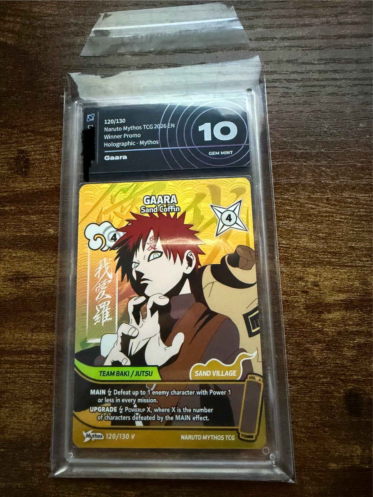 Gaara Naruto Mythos 120/130 V TCG Grade 10 Gem Mint promo, Ophalen of Verzenden, Nieuw, Losse kaart, Foil