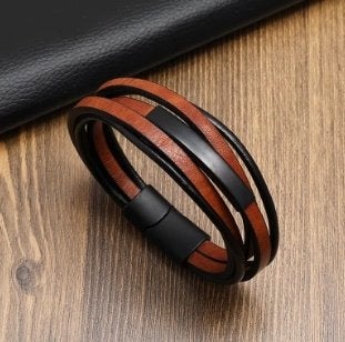 Lederen gevlochten armband, Sieraden, Tassen en Uiterlijk, Verzenden, Nieuw, Bruin, Leer