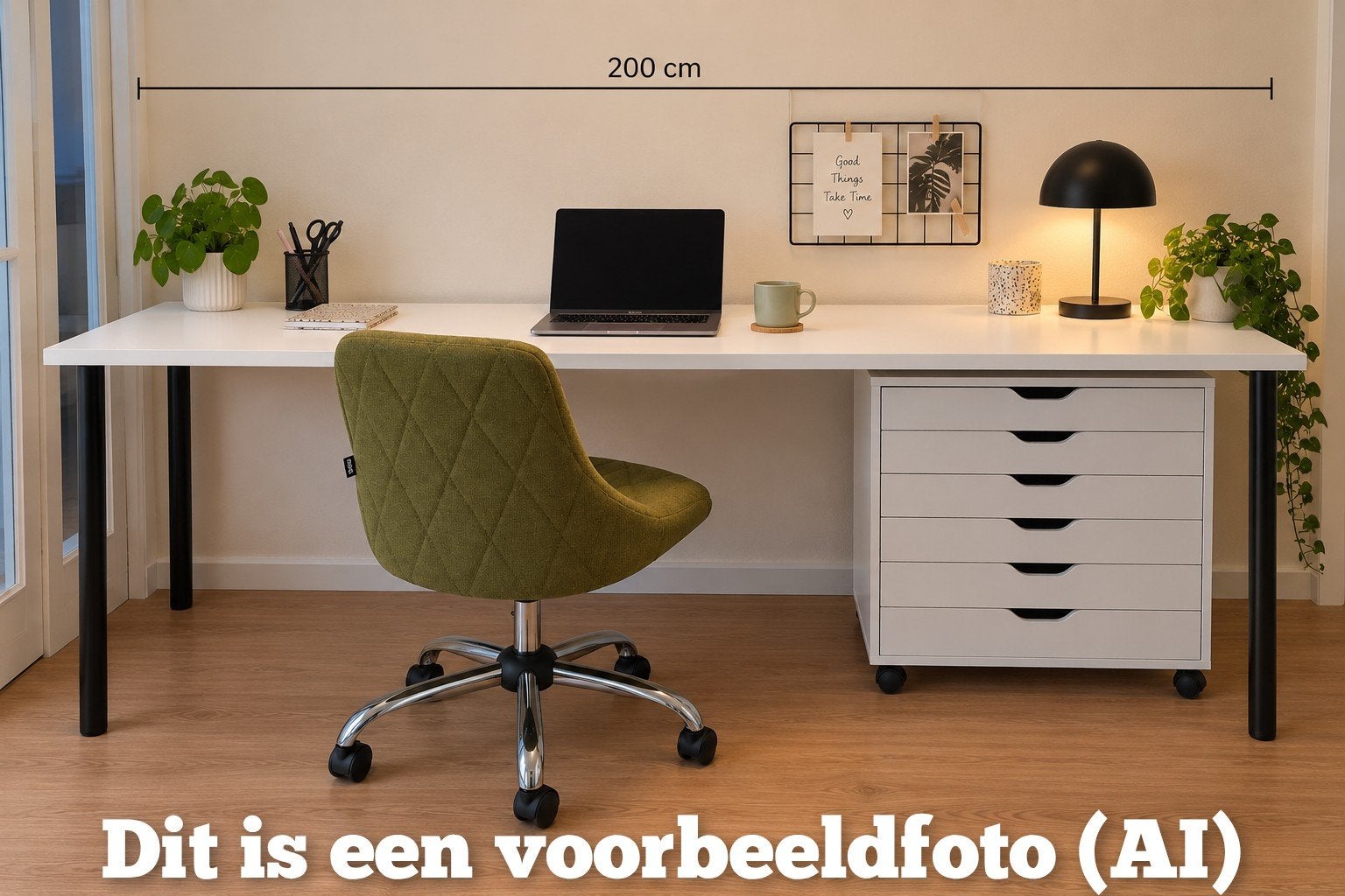 IKEA LINNMON bureau met ALEX ladeblok en bureaustoel, Huis en Inrichting, Ophalen, Gebruikt, Spaanplaat of MDF, IKEA
