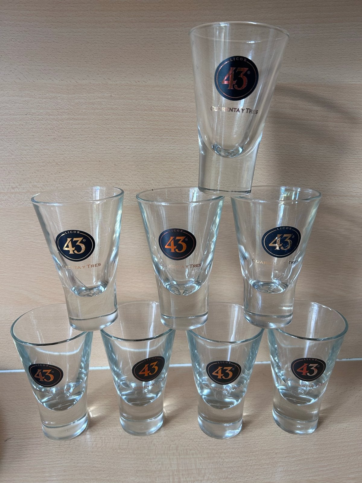 Set van 9 Licor 43 shotglaasjes - Zo goed als nieuw, Ophalen of Verzenden